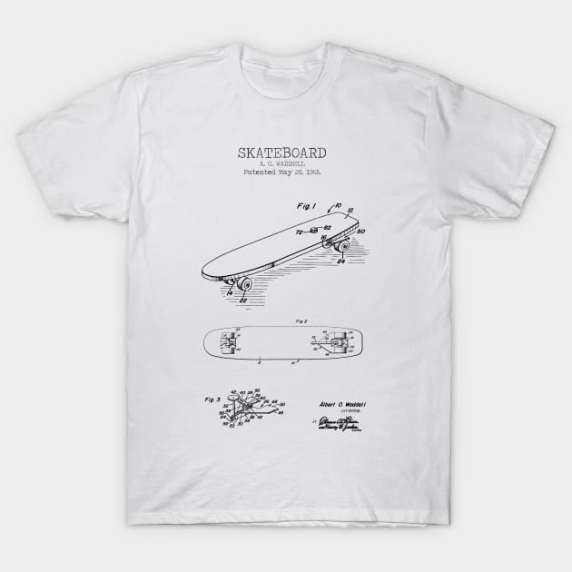 SKATEBOARD patent T-Shirt by Dennson Creative